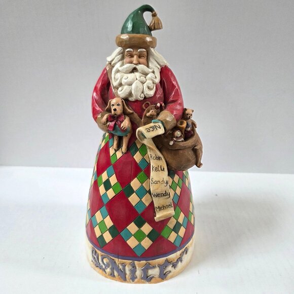 Jim Shore Other - Jim Shore Hardwood Creek Santa Claus Naughty Nice Double Sided Figure He Knows